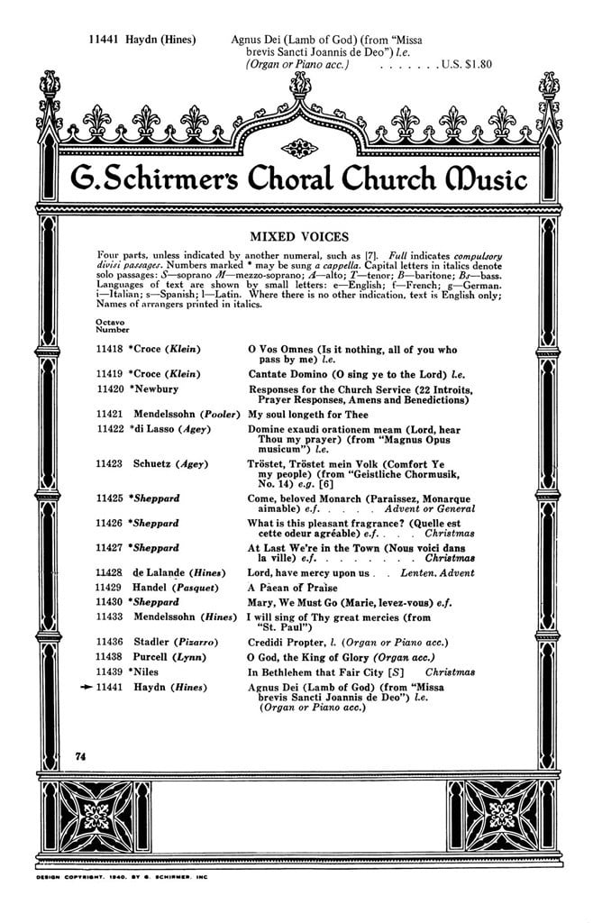 Agnus Dei From Missa Brevis Sancti Joannis De Deo